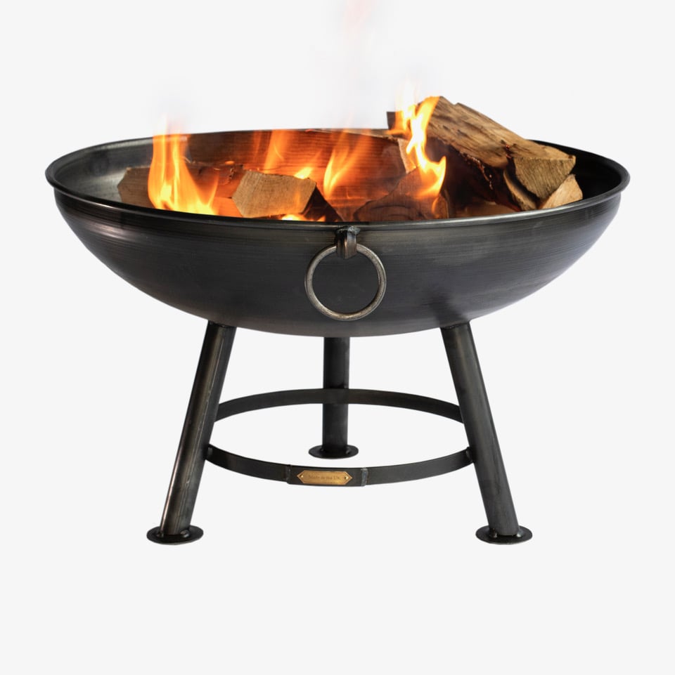 Firepit with burning logs