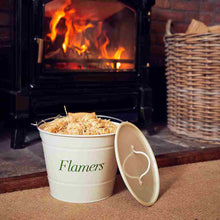 Flamers-Bucket-Full-of-Flamers-natural-firelighters-next-to-woodburner-fireplace-accessory